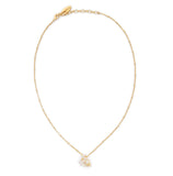 Les Nereides Lily Flower And Faceted Stone Pendant Necklace