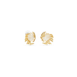 Les Nereides Round Rock Crystal And Golden Fern Earrings