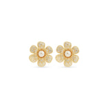 Les Nereides Post Earrings Composed Of A Gold-Plated Brass Flower