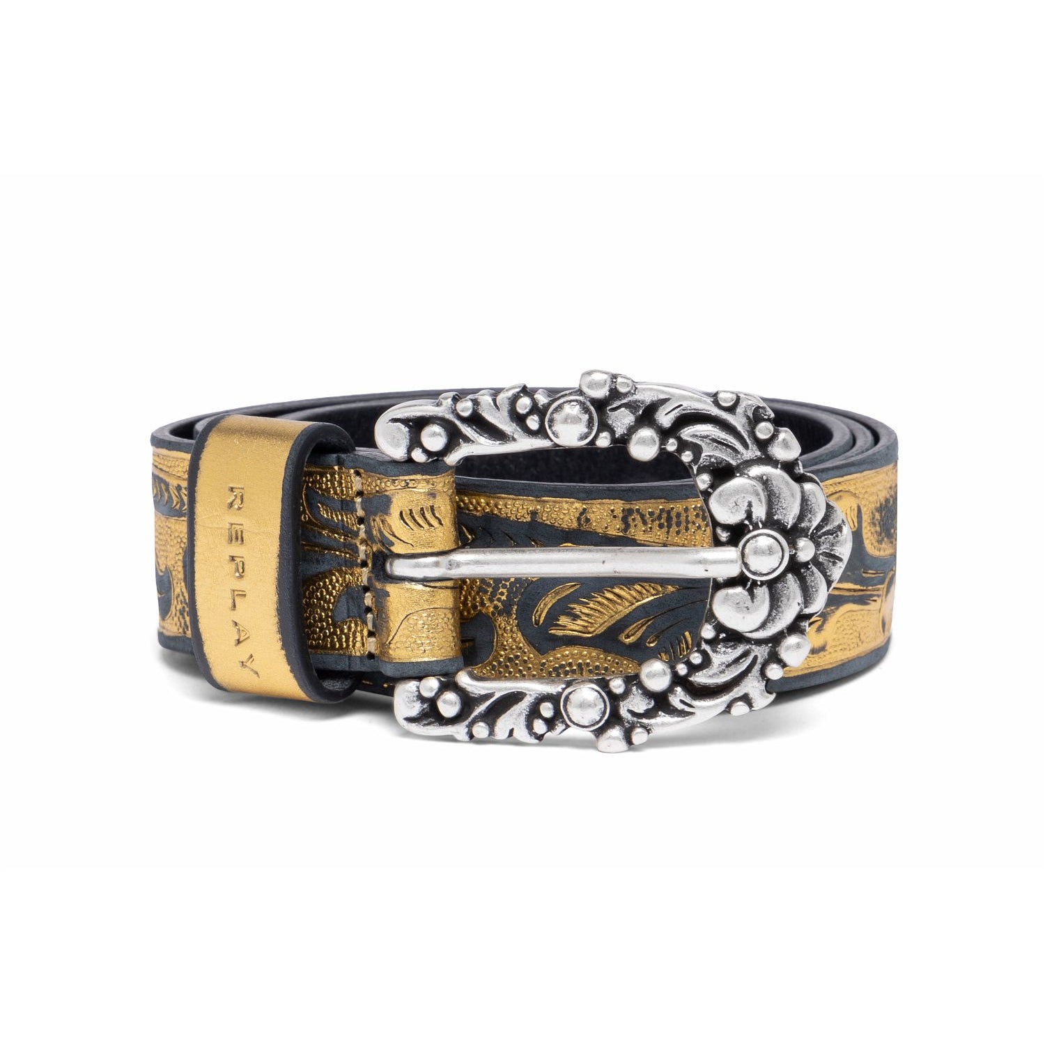 Replay Women's Belt in laminated leather with flowers | Accessories | departure-to-desk | FYFL | GCC | Spring Festival | Women | Women's Belt | Womens Replay Women's Belt in laminated leather with flowers | Accessories | departure-to-desk | FYFL | GCC | Spring Festival | Women | Women's Belt | Womens