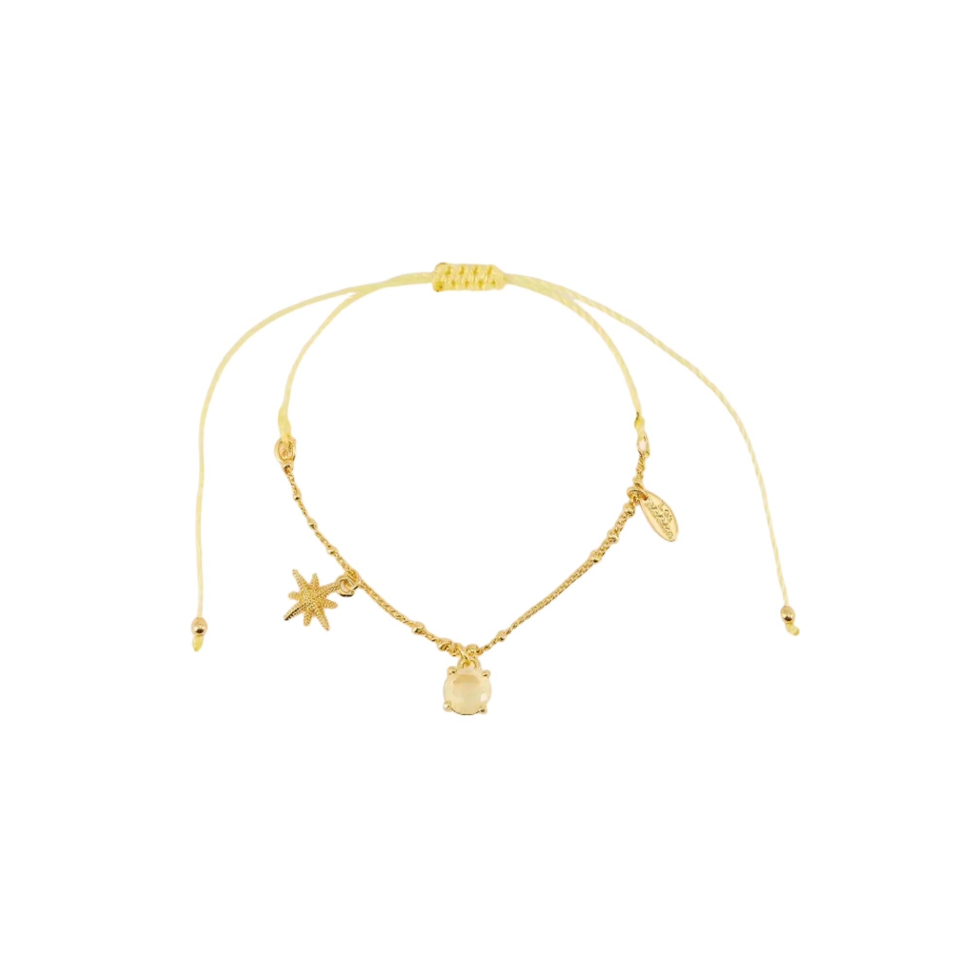 Les Nereides Adjustable Cord Bracelet with Gold-Toned Charms
