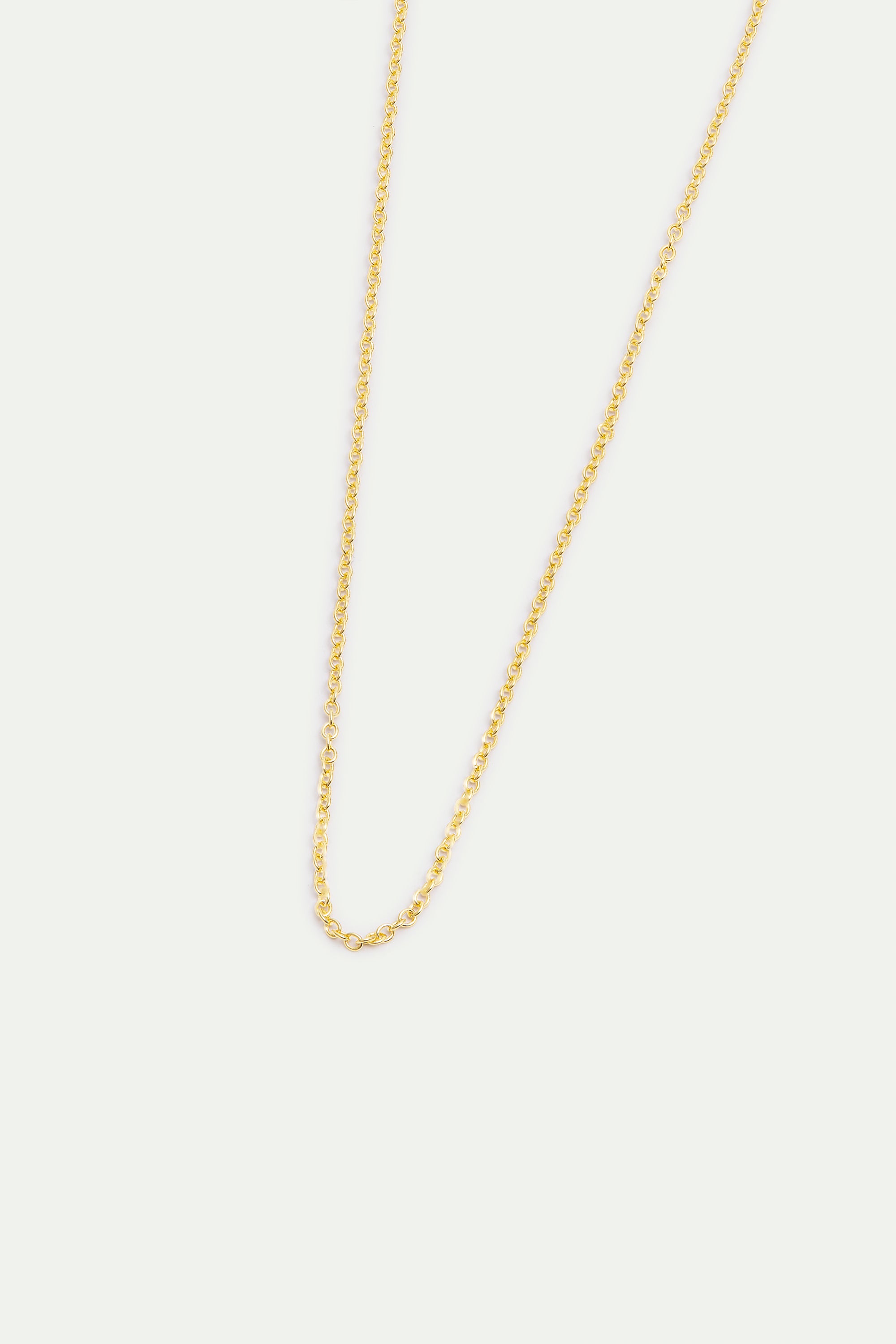 A gold-toned cable chain necklace with small, uniform oval links.