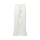 Max Mara high-waisted wide-leg trousers in optic white, featuring a clean waistband and concealed closure on a white background.