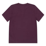 Burgundy Abercrombie & Fitch kids henley T-shirt with short sleeves, button placket neckline, and small embroidered logo on the chest.