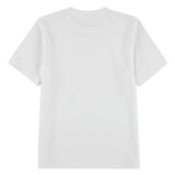 White Abercrombie & Fitch kids T-shirt with short sleeves, crew neckline, and small embroidered logo on the chest.
