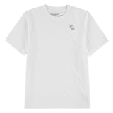 White Abercrombie & Fitch kids T-shirt with short sleeves, crew neckline, and small embroidered logo on the chest.