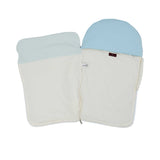 Interior view of the Aigner Kids baby nest unzipped, showing the soft white lining and the branded designer label.