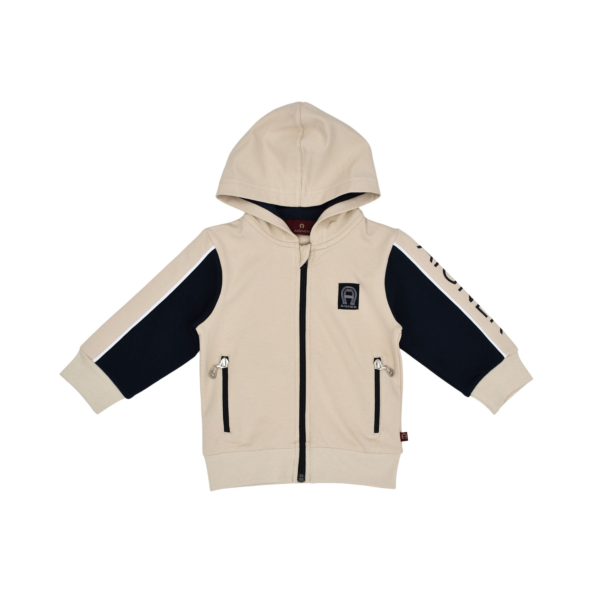 Aigner Kids Baby Boy’s Beige Jogging Suit with Hooded Jacket and Logo Pants – Shop Now Online