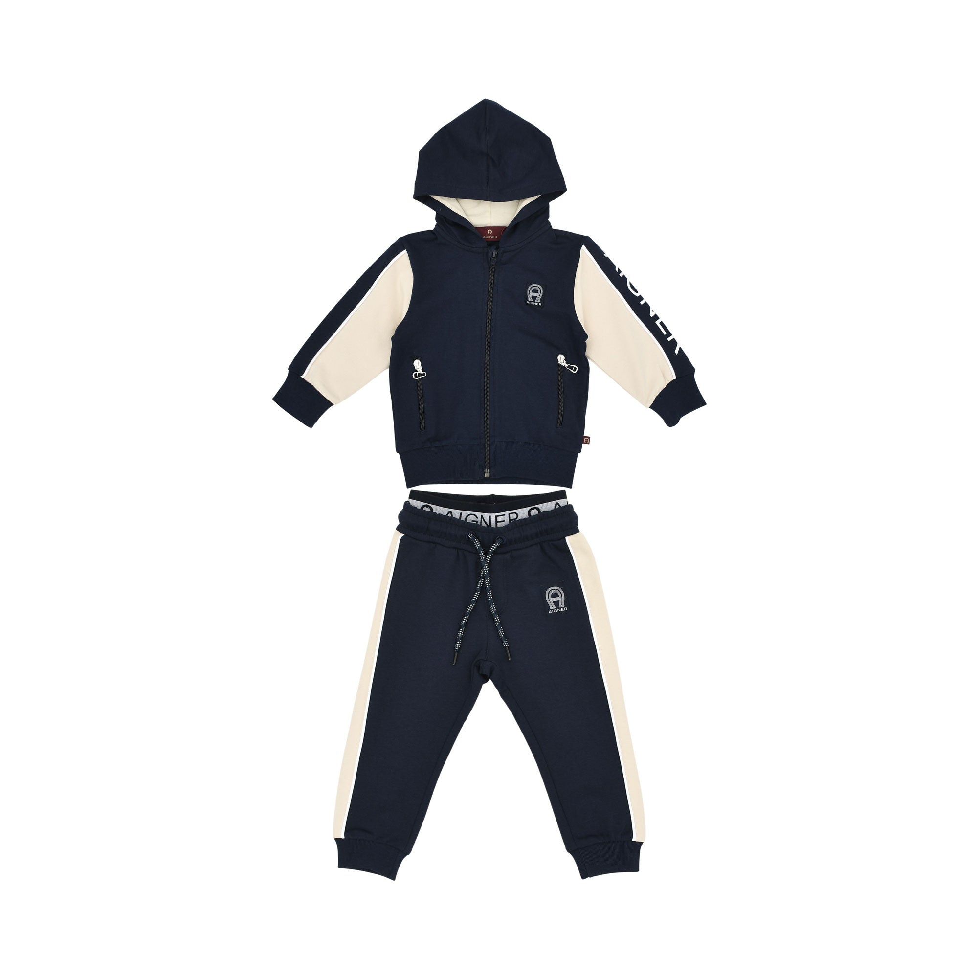 Aigner Kids Baby Boy’s Navy Jogging Suit with Hooded Jacket and Logo Pants – Shop Now Online