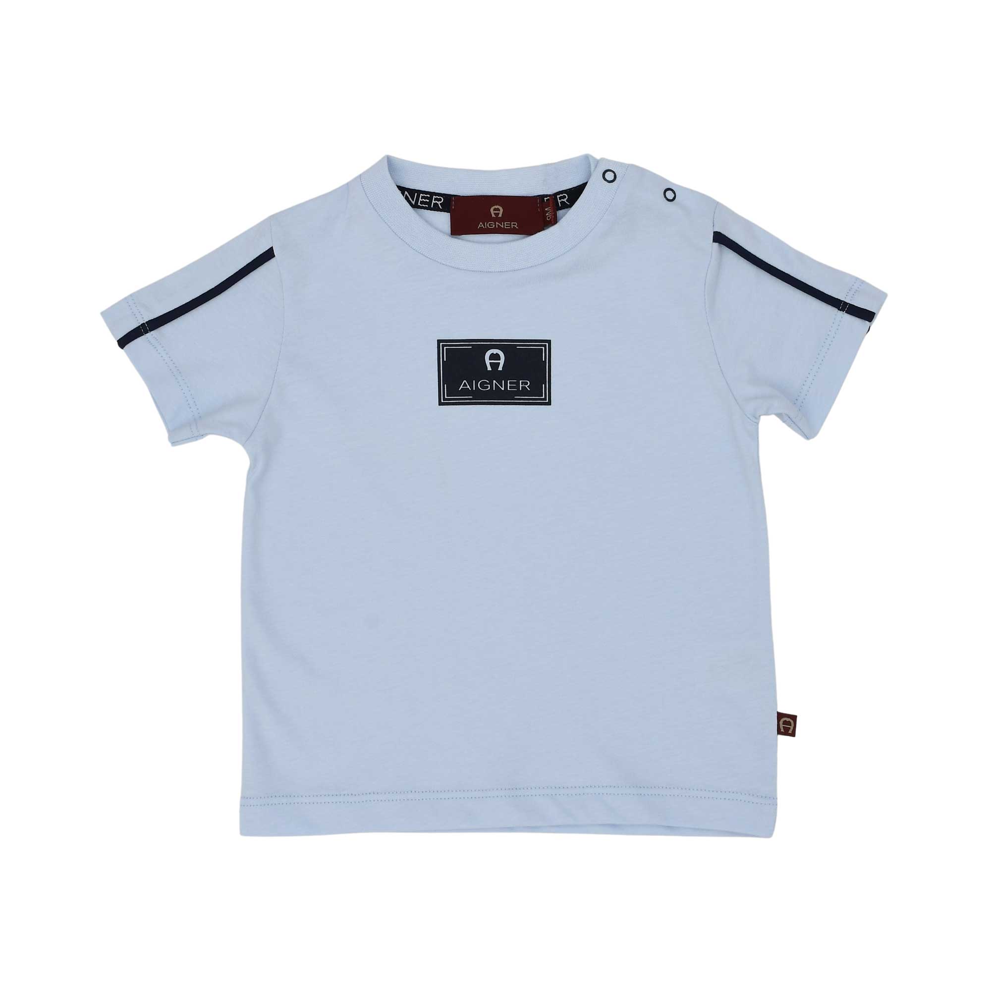 A front View of Aigner Kids t-shirt light blue.