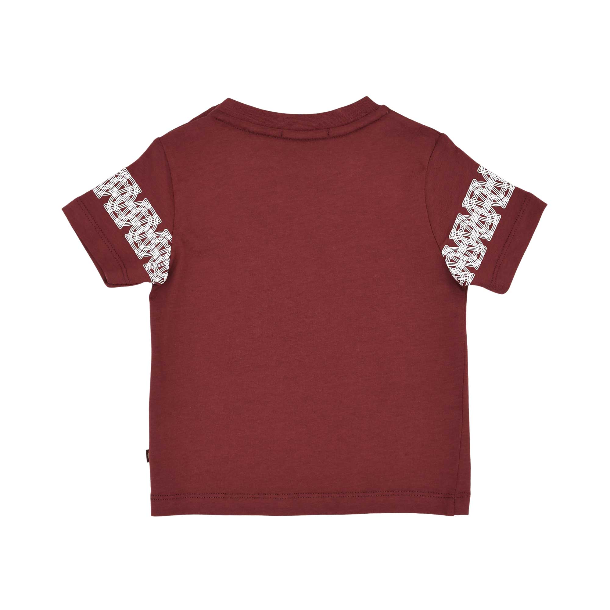 Aigner Kids Baby’s Burgundy T-Shirt with “I Love Qatar” Design and Horseshoe Sleeve Detail – Shop Now Online