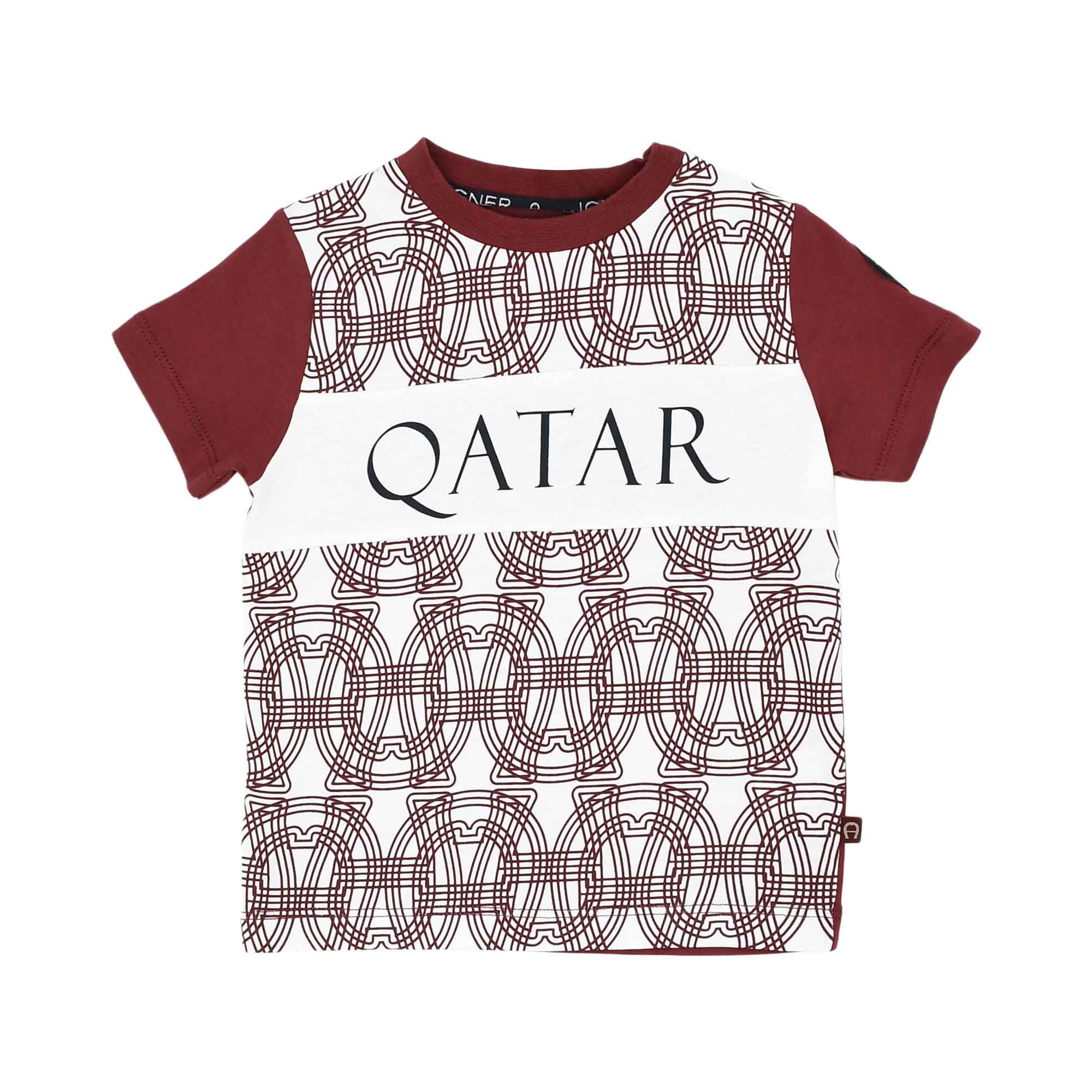 Aigner Kids Baby’s Burgundy T-Shirt with QATAR Print and Horseshoe Pattern – Shop the Latest Online