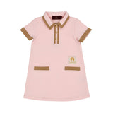 Aigner Kids Baby Girl’s Pink Polo Dress with Gold Heart Buttons and Logo Patch – Now Online