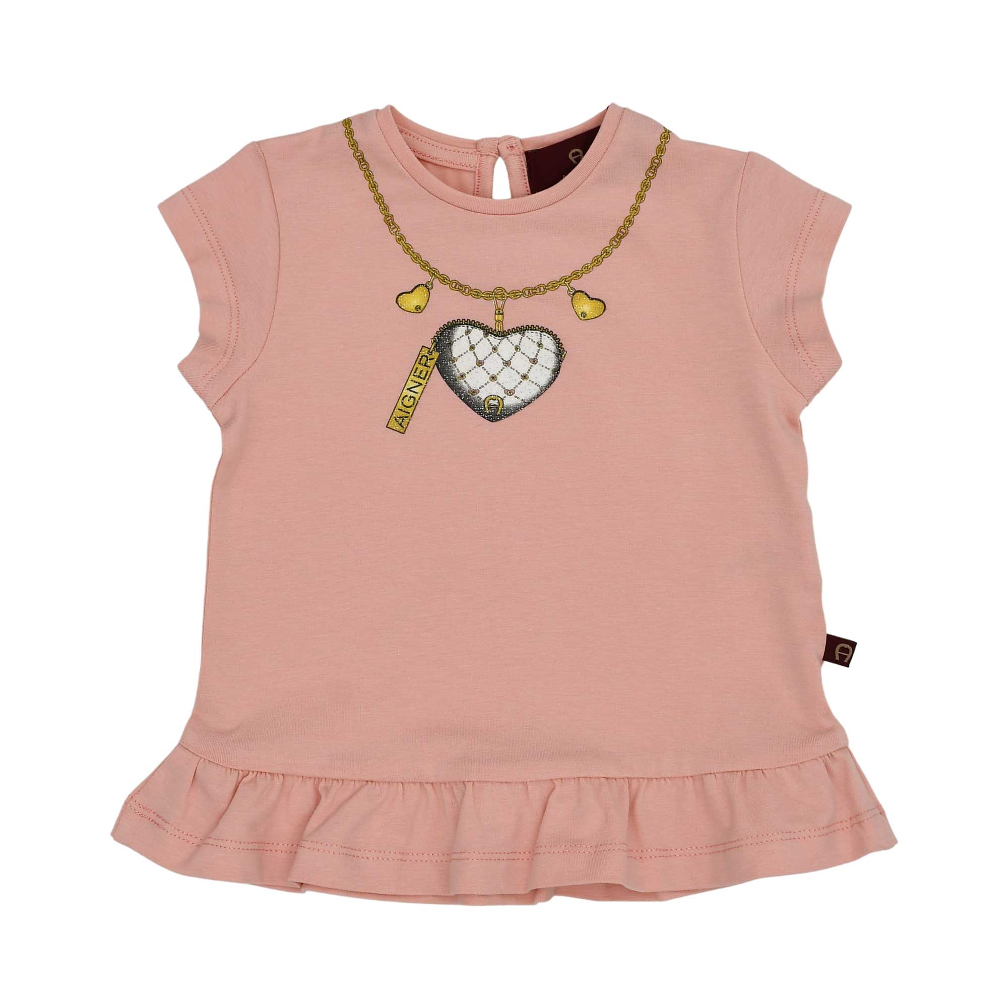 Aigner Kids Baby Girl’s Pink Set with Heart Print T-Shirt and Gold Detailed Leggings – Shop the Latest Online