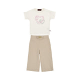 Aigner Kids Baby Girl’s White and Beige Set with Heart Print T-Shirt and Logo Waist Trousers – Find Online Today