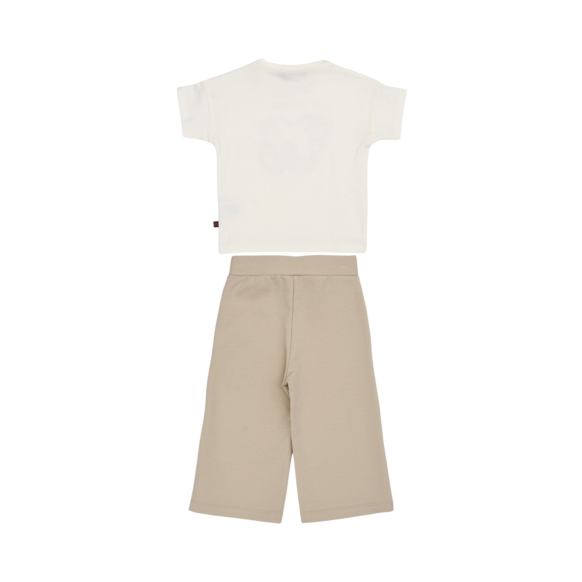 Aigner Kids Baby Girl’s White and Beige Set with Heart Print T-Shirt and Logo Waist Trousers – Find Online Today
