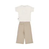 Aigner Kids Baby Girl’s White and Beige Set with Heart Print T-Shirt and Logo Waist Trousers – Find Online Today