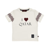 Aigner Kids Baby’s White T-Shirt with “I Love Qatar” Design and Logo Detail – Find Online Today