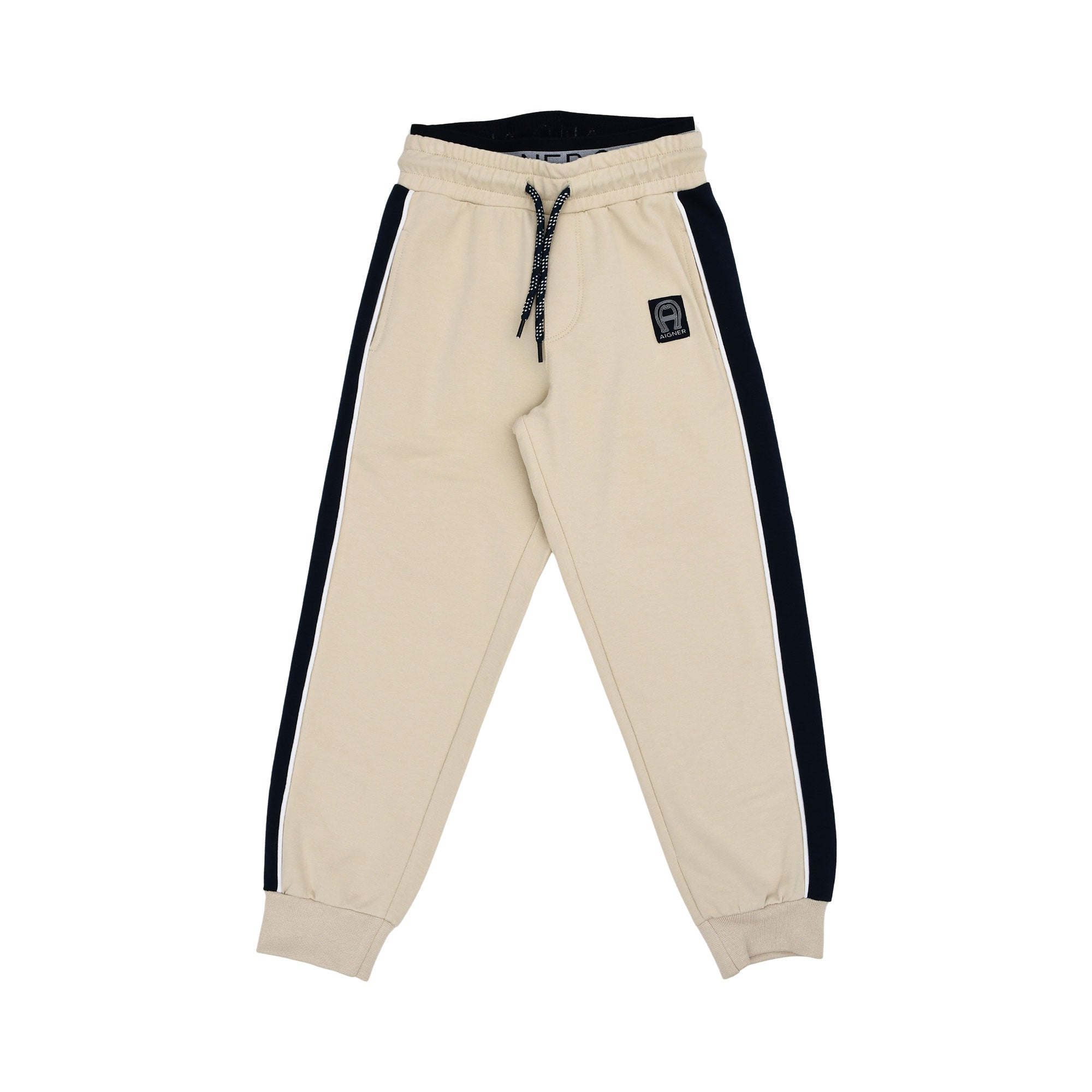 Aigner Kids Boy’s Beige and Navy Jogging Suit with Logo Patch – Shop Online Today