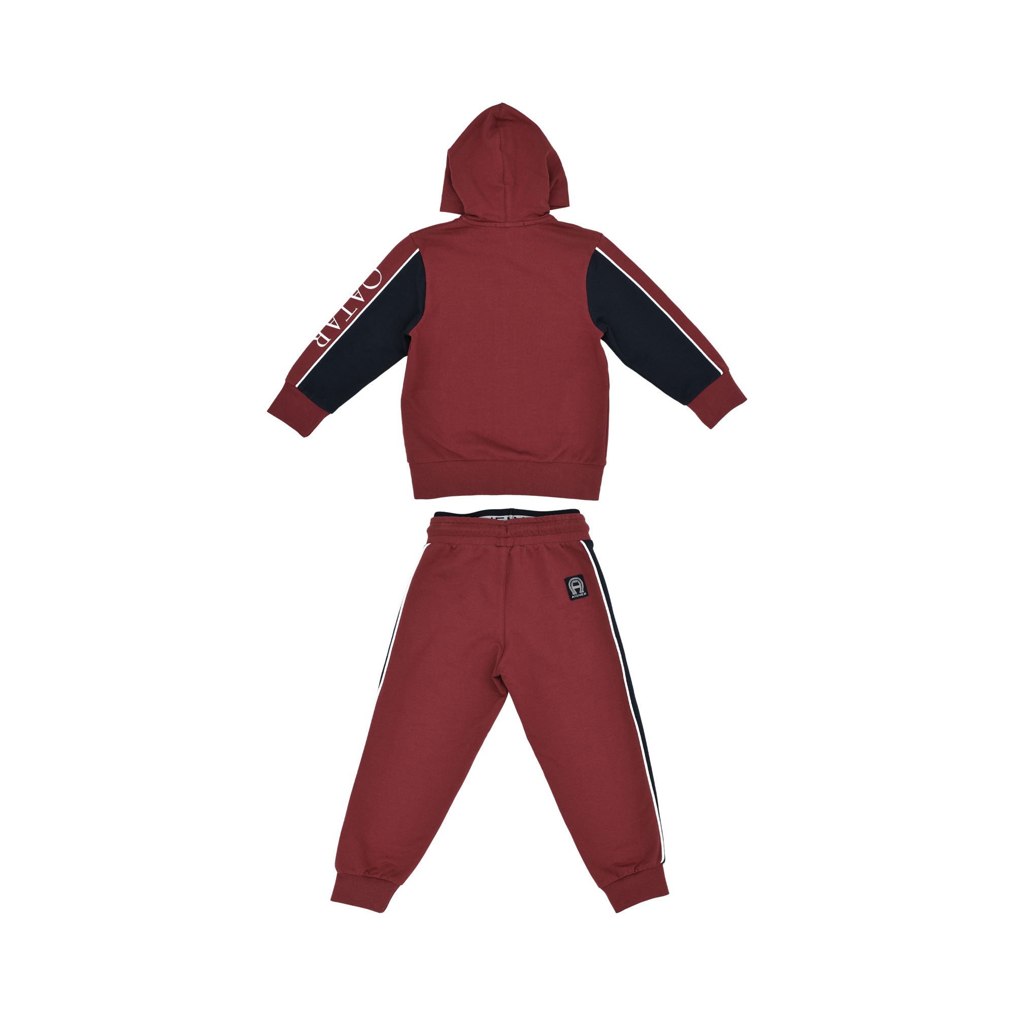 Aigner Kids Boy’s Burgundy Qatar Edition Jogging Suit with Flag and Qatar Print – Order Online Today