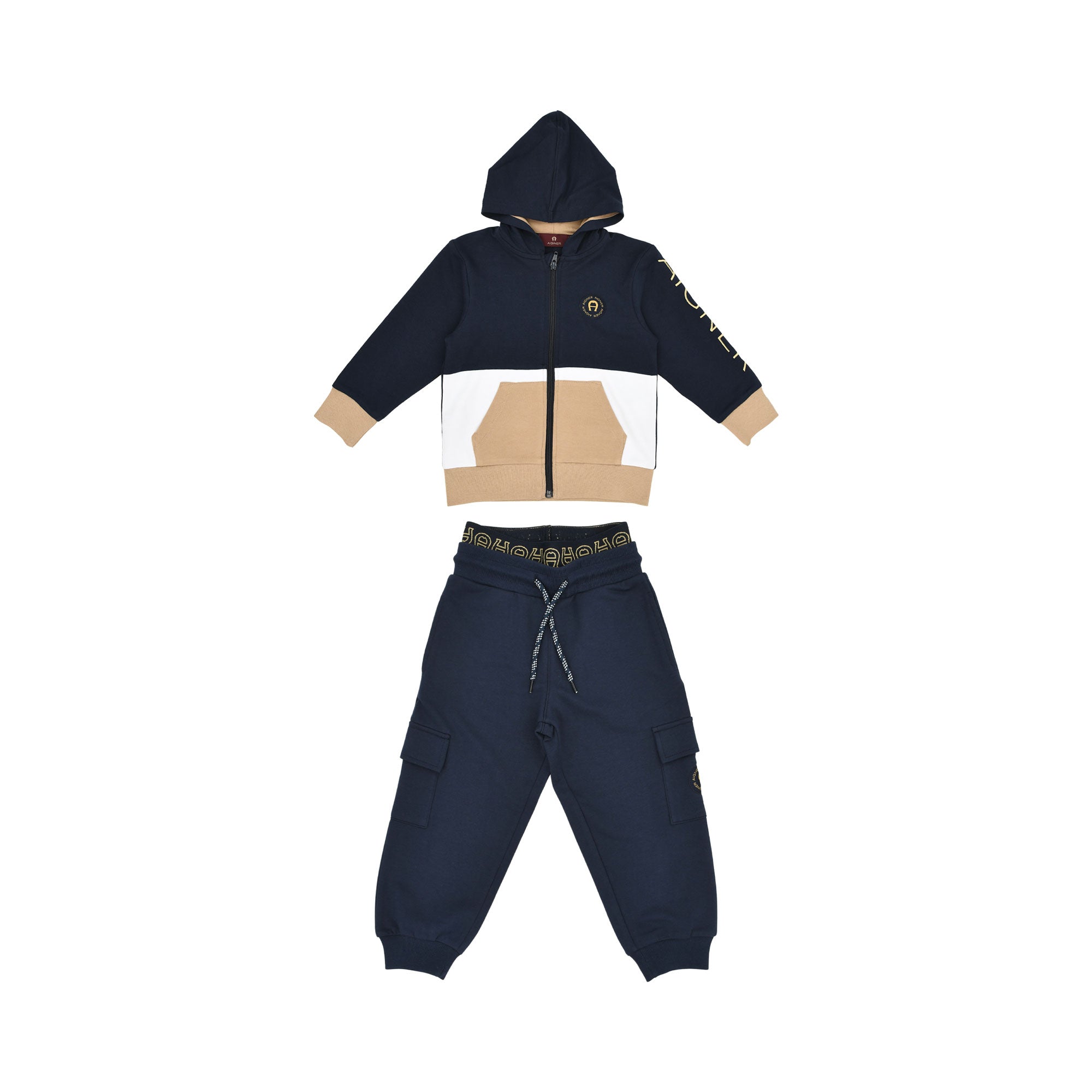 Aigner Kids Boy's Navy Jogging Suit with Color-Block Hoodie and Logo Pants – Order Online Today