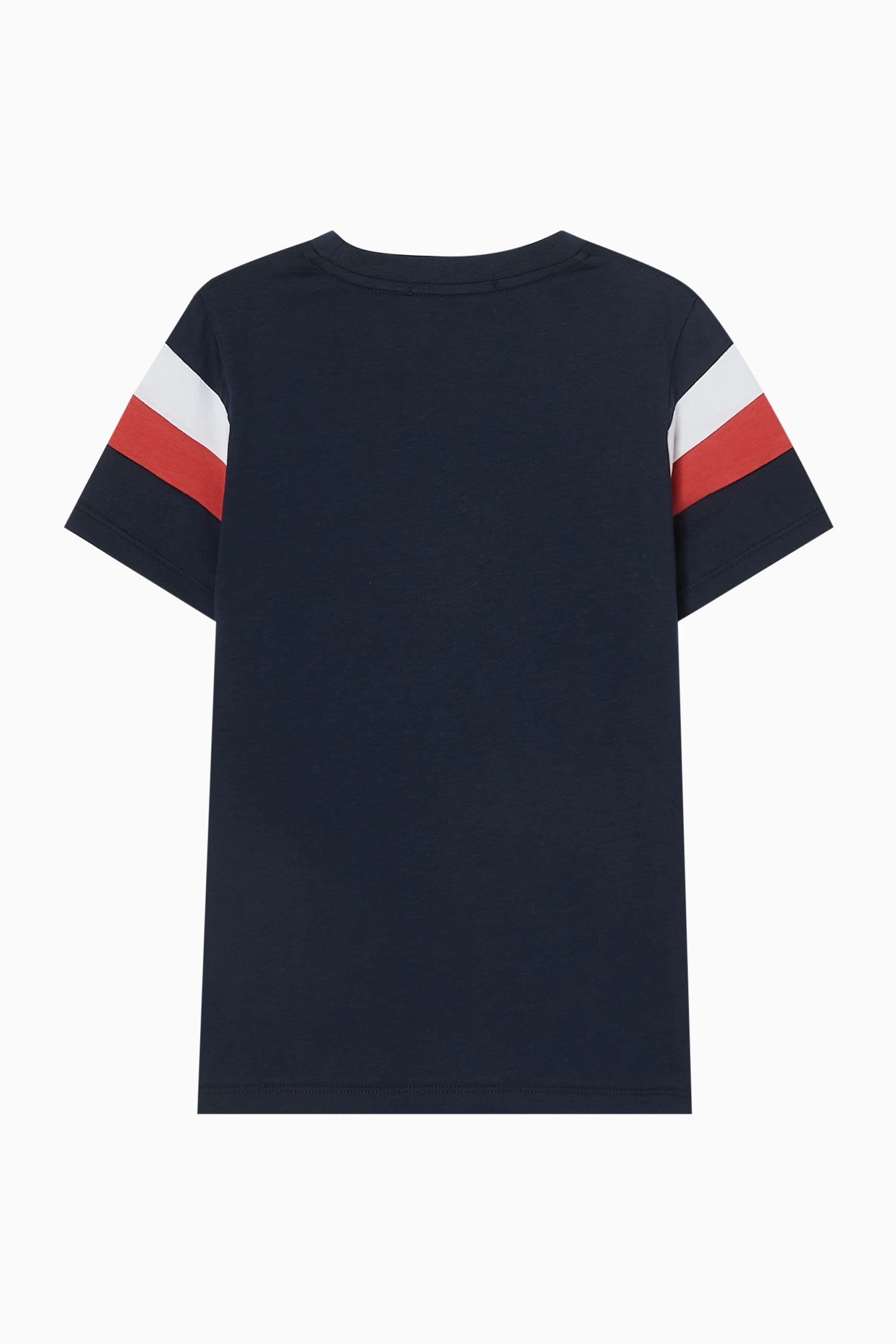 Aigner Kids Boy’s Navy Logo T-Shirt with Red and White Stripes – Find Online Today