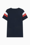 Aigner Kids Boy’s Navy Logo T-Shirt with Red and White Stripes – Find Online Today