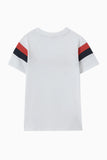 Aigner Kids Boy’s White Logo T-Shirt with Red and Navy Stripes – Find Online Today