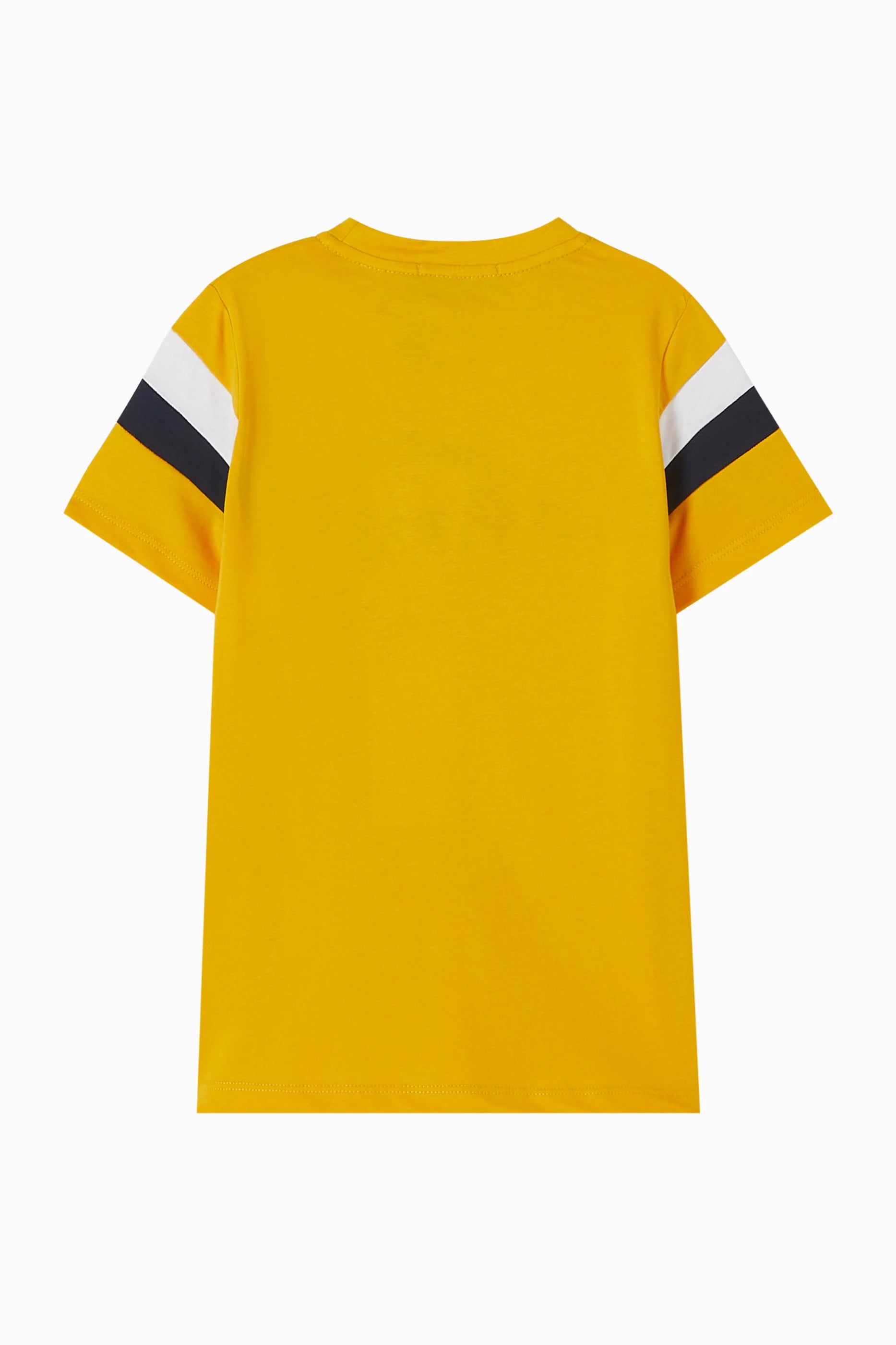 Aigner Kids Boy’s Yellow Logo T-Shirt with White and Navy Stripes – Find Online Today