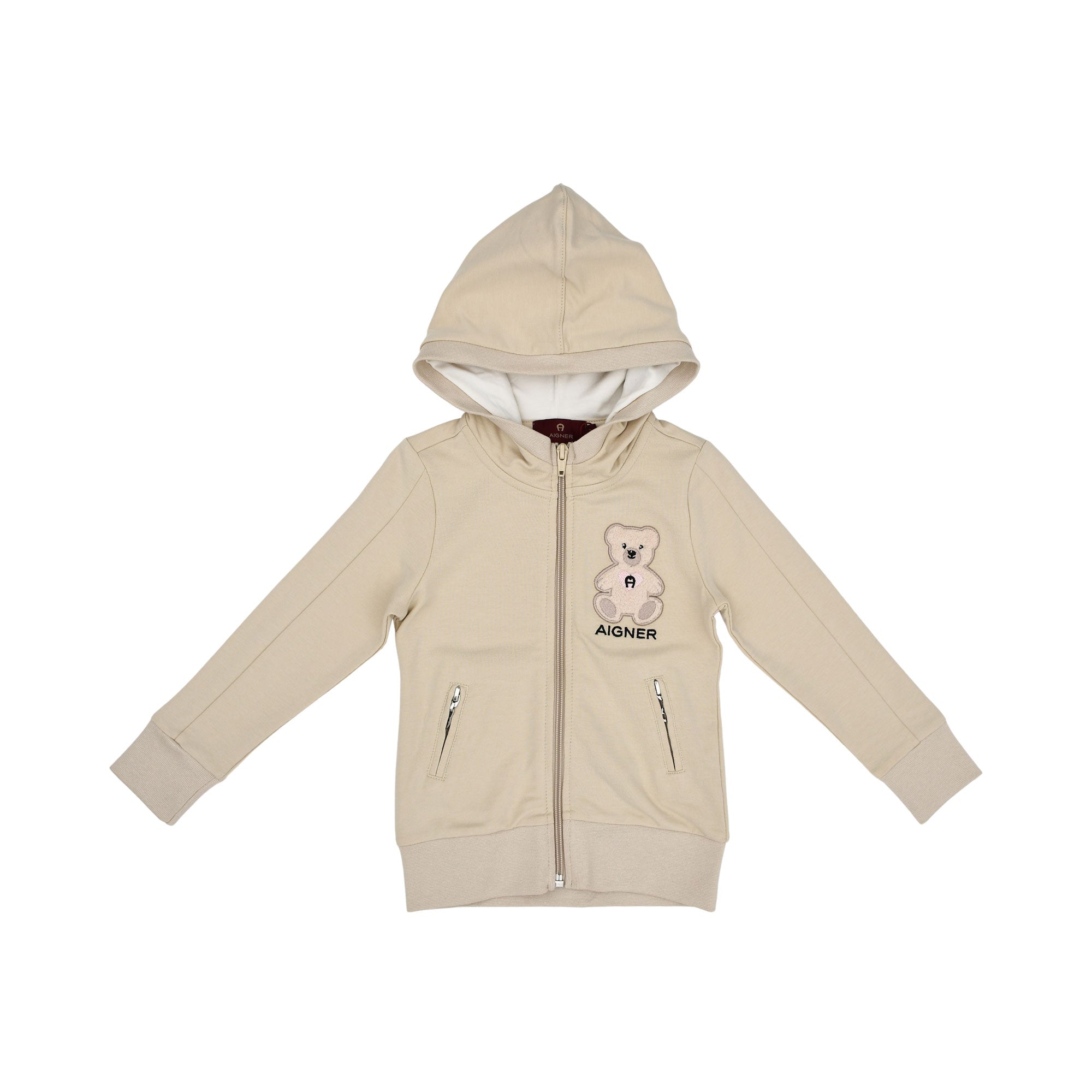 Aigner Kids Girl’s Beige Jogging Suit with Teddy Bear Embroidery – Available for Online