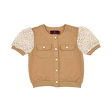 Aigner Kids Girl’s Beige Top & Trousers Set with Gold Buttons and Logo Patch – Available for Online Purchase