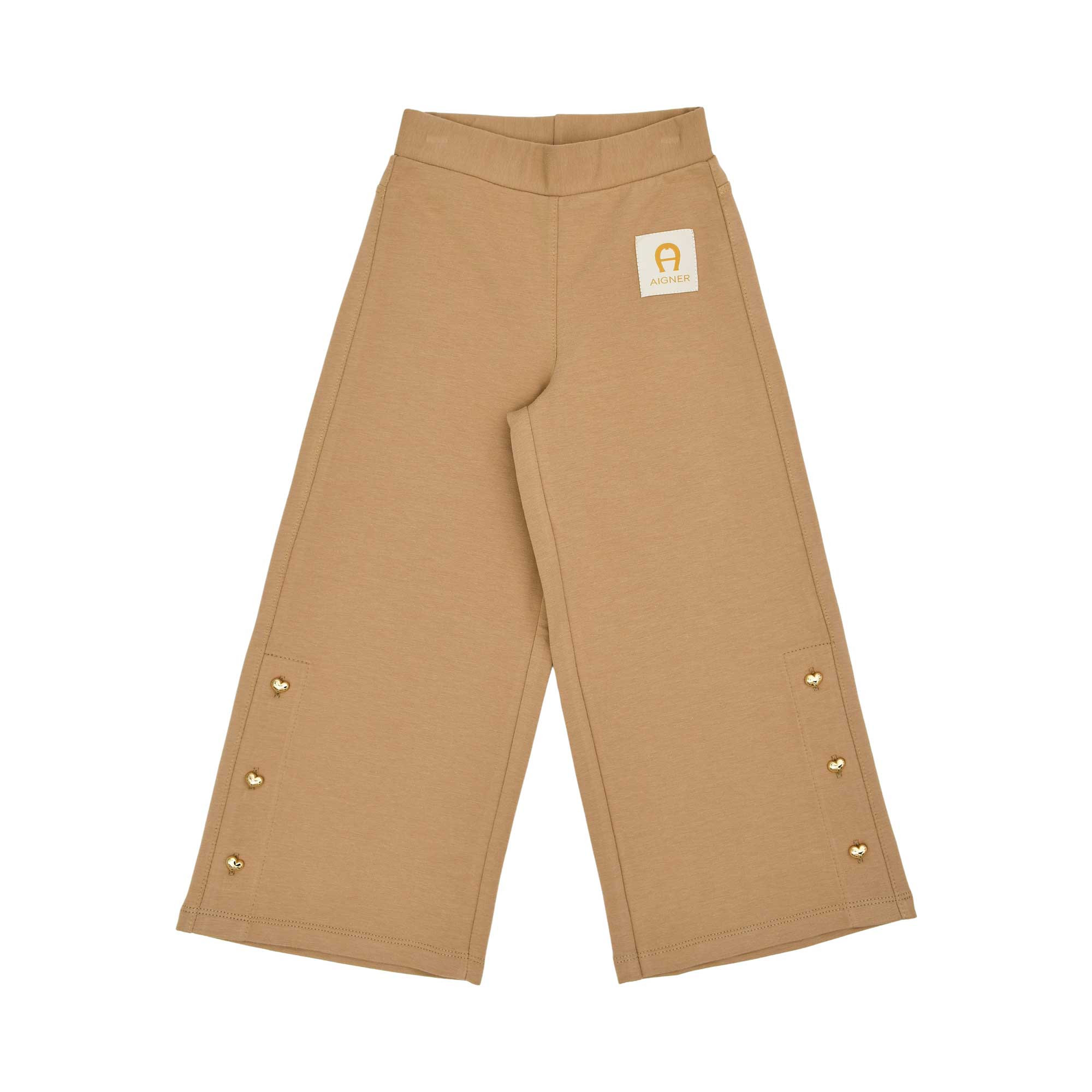 Aigner Kids Girl’s Beige Top & Trousers Set with Gold Buttons and Logo Patch – Available for Online Purchase