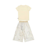 Aigner Kids Girl’s Cream White Set T-shirt and Metallic Trousers – Now Online