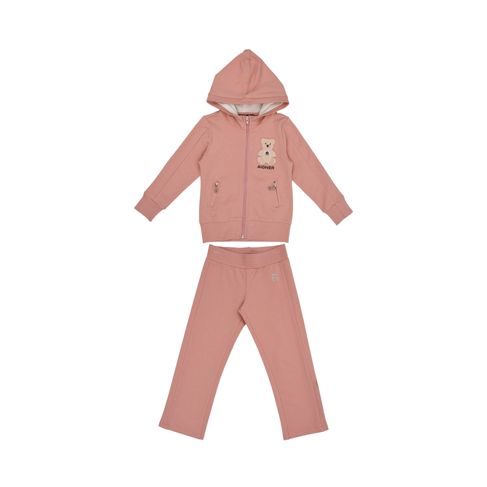Aigner Kids Girl’s Pink Jogging Suit with Teddy Bear Embroidery – Available for Online