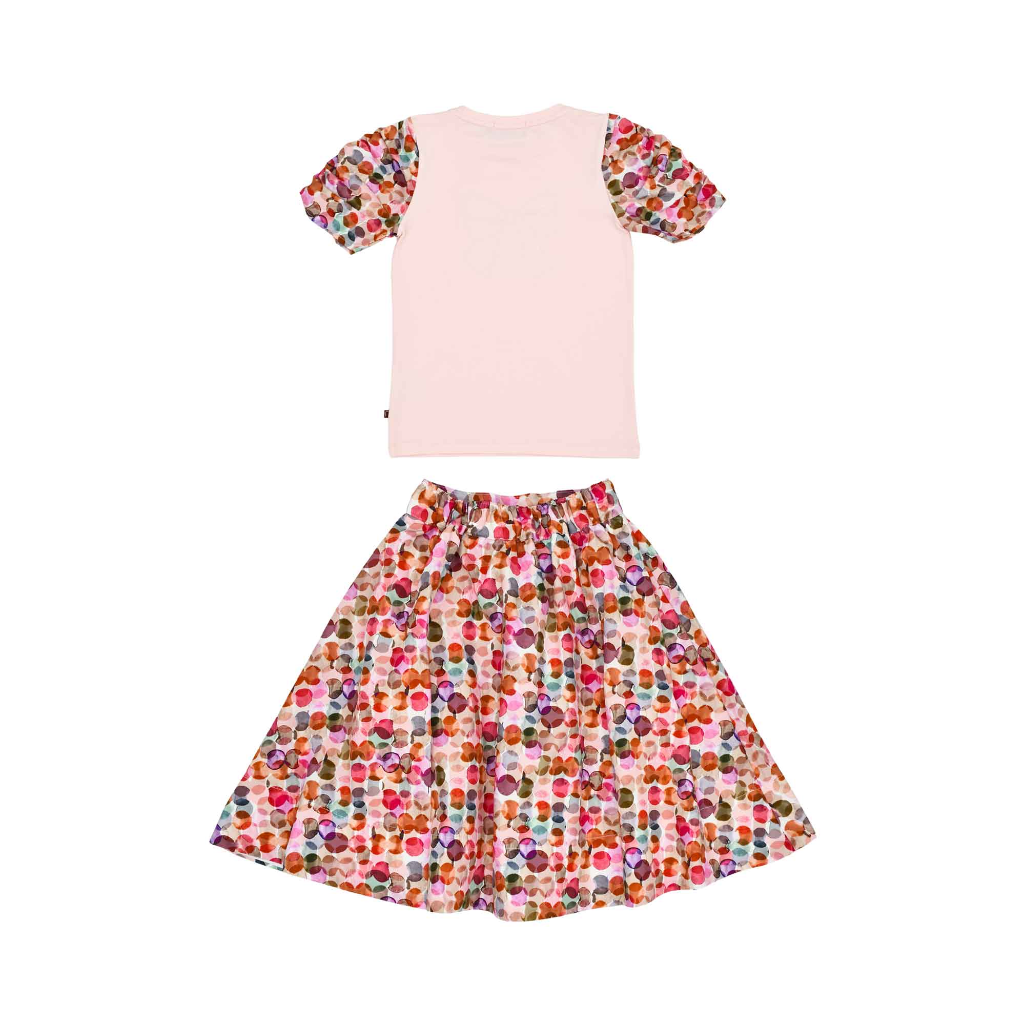Aigner Kids Girl’s Pink Set with Bow T-shirt and Colorful Printed Skirt – Shop Now Online