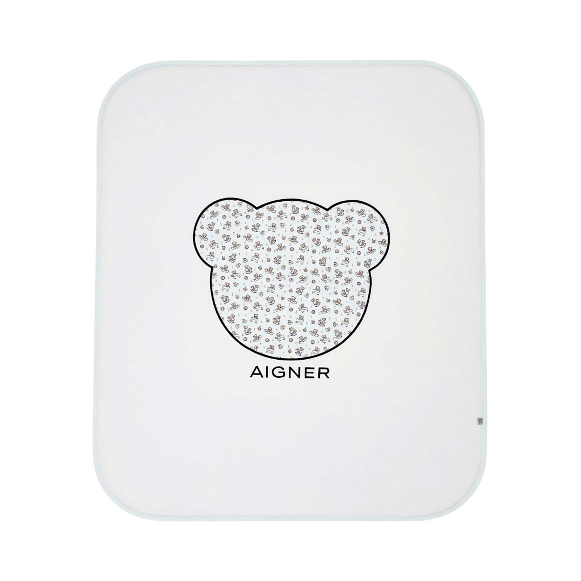 White square product with floral bear design and 'Aigner' branding on a white background.
