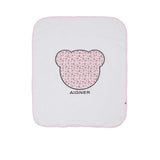 White pouch with pink floral bear design and 'Aigner' branding on a white background.