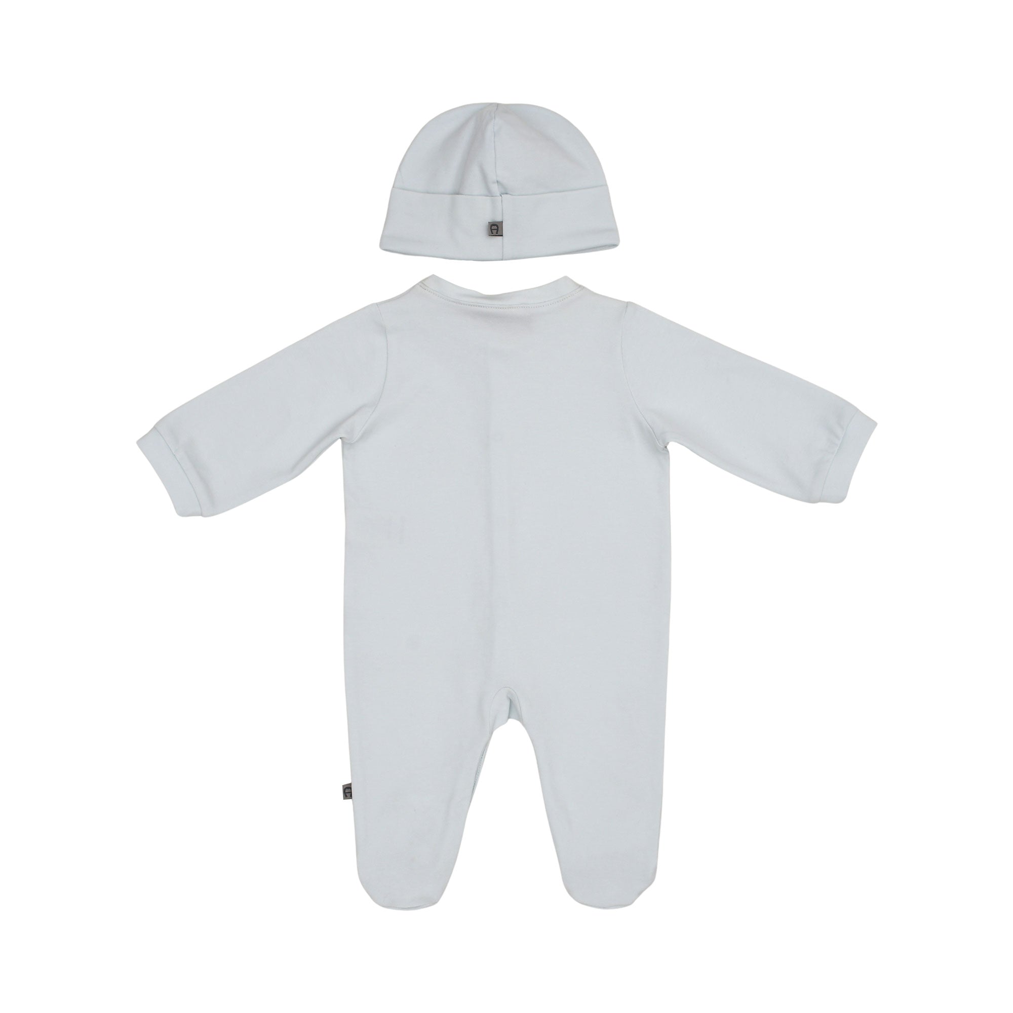 Aigner Kids Newborn’s Set of Sleepsuit & Hat in Blue with Gold Logo – Shop the Latest Online