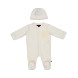 Aigner Kids Newborn’s Set of Sleepsuit & Hat in White with Gold Logo – Shop the Latest Online