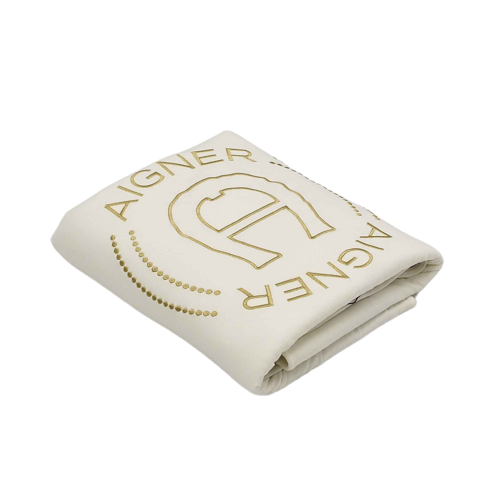 Aigner Kids Newborn’s White Blanket with Gold Logo – Available for Online Purchase