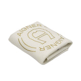 Aigner Kids Newborn’s White Blanket with Gold Logo – Available for Online Purchase