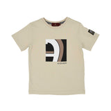 Aigner Kids boys beige t-shirt logo print front view cotton top. Shop Now Online