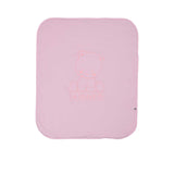 Full flat view of the Aigner Kids pink blanket featuring a central tonal embroidered teddy bear and Aigner logo.