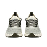 Front-facing view of a pair of Allbirds Tree Dasher 2 shoes, displaying the textured black toe boxes and matching dark laces.