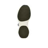 Elevated three-quarter perspective of the pair of Allbirds sneakers, highlighting the integrated black sock-like stretch collar and sleek silhouette.