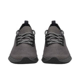 Front-facing view of a pair of Allbirds Tree Dasher 2 running shoes showing the symmetrical toe boxes and overlapping speckled laces.