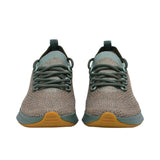 Front-facing view of a pair of Allbirds Tree Dasher 2 running shoes, displaying the textured grey toe boxes and a hint of the bright pink outsole underneath.