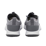 Back view of a pair of Allbirds Tree Flyer 2 shoes showing the grey external heel counters with the embossed Allbirds logo.