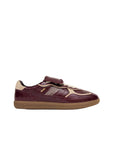 A side view of the ALOHAS TB.490 Club Onix sneaker in deep burgundy leather with cream accents and a fold-over tongue, set against a white background