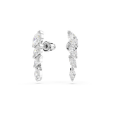 A side studio profile view of the Swarovski Mesmera earrings, highlighting the curved alignment of the marquise crystals and the clean execution of the mounting posts.